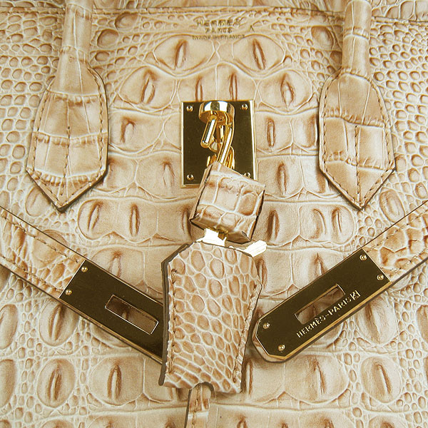 High Quality Fake Hermes Birkin 35CM Crocodile Head Veins Leather Bag Earth Yellow 6089 - Click Image to Close